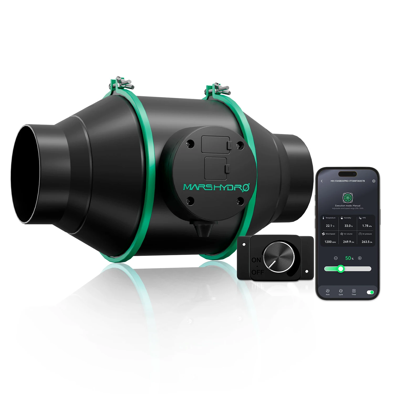 

2025 Mars Hydro 4 "6" Ifresh Smart Inline Fan Канальный вентилятор с регулятором скорости для палатки для выращивания, тихий двигатель переменного тока