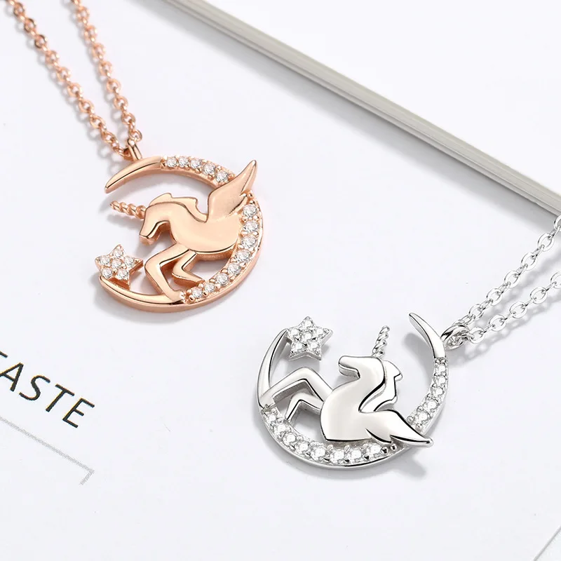

Unicorn's Tears Stars and Moons Necklace Female Japanese Cubic Zirconia-Encrusted Cold Wind Clavicle Chain Exquisite Top Brand