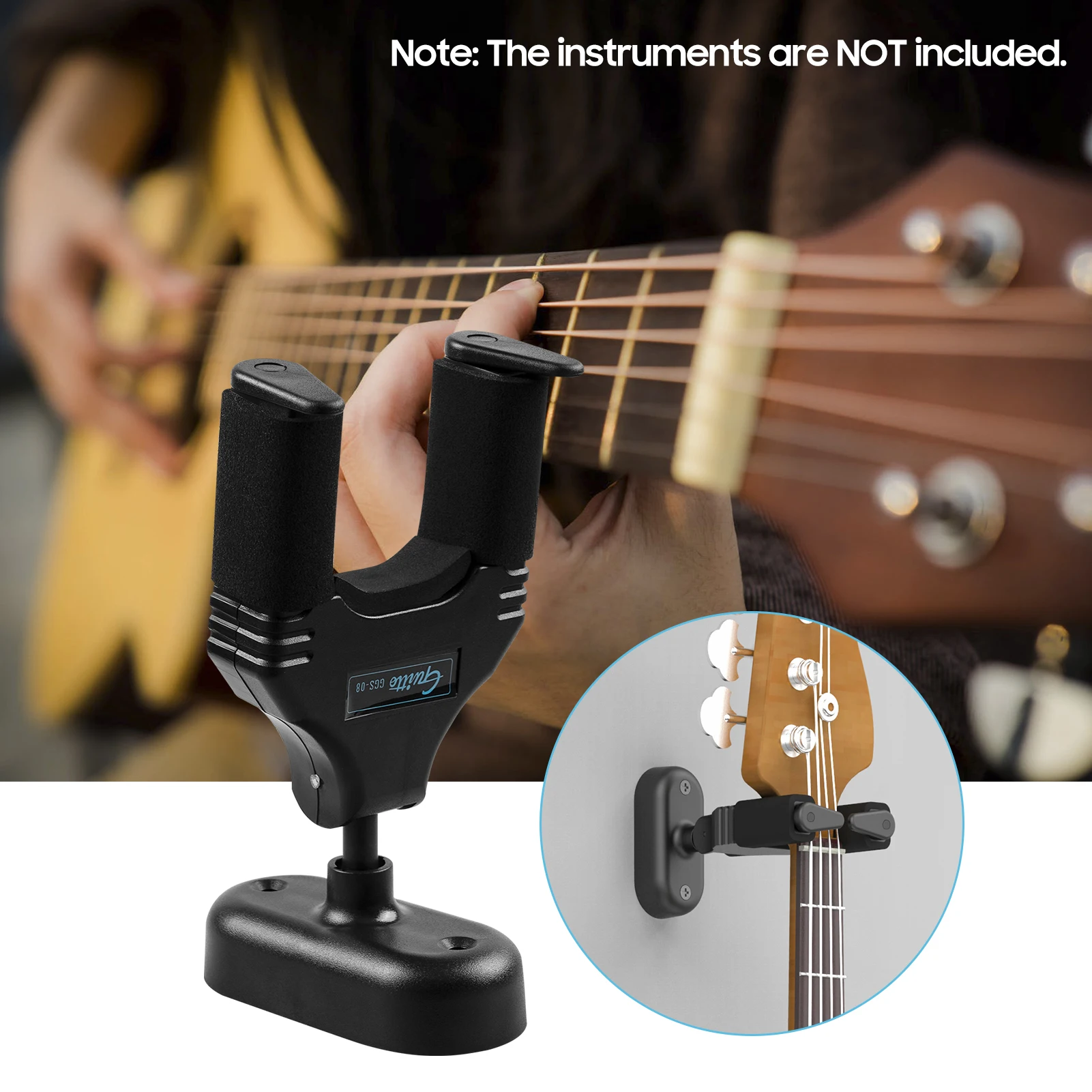 

Guitto Wall Mounted Guitar Hook Gravity Self-locking Hanger for Acoustic/ Folk/ Electric Guitars Bass Detachable Wall Holder