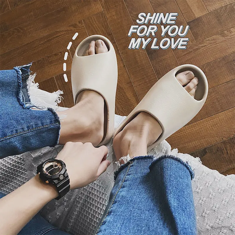 

Bathroom Home Thick Platform Men Women Summer Beach Slippers Outdoor Indoor Soft Flip Flops Male Serrated Sole Anti-Slip Shoes