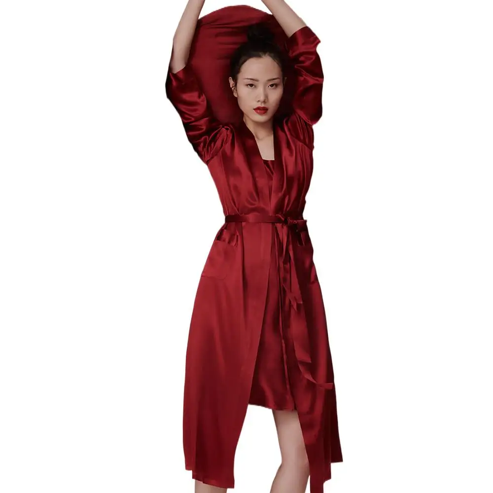 

100% Pure Silk Robes Satin Sleepwear Women Silk Pajamas Set