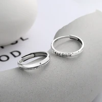 s925 sterling silver couples rings korean ins wind line english sentences opening adjustable ring for women luxury jewelry 925