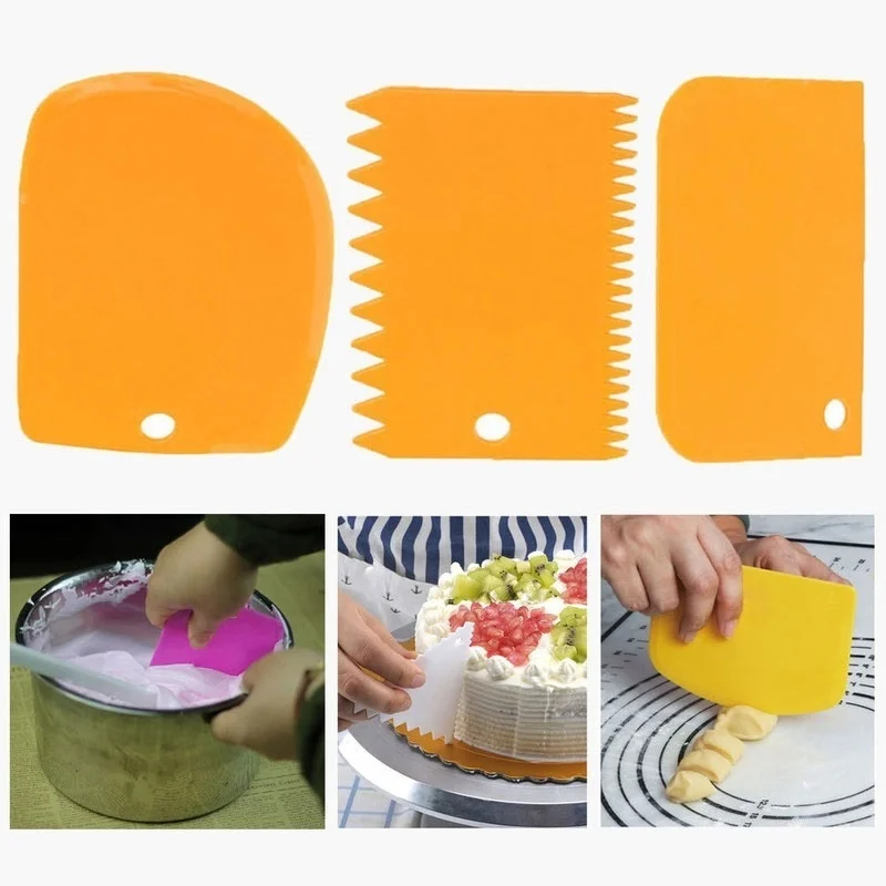 

3 Pieces / Set Dough Cutter, Cake Slicer, Multicolor Baking Tool, Scraper, Cake Blade, Silicone Spatula