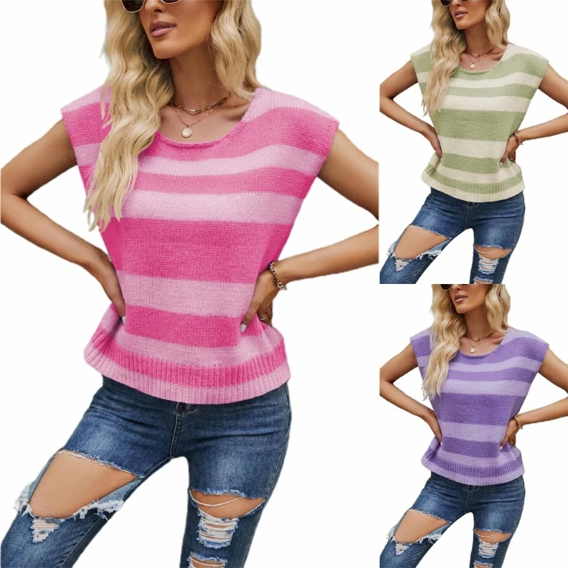 

Sleeveless Sweater for Women Round Neck Knitted Cami Top Design