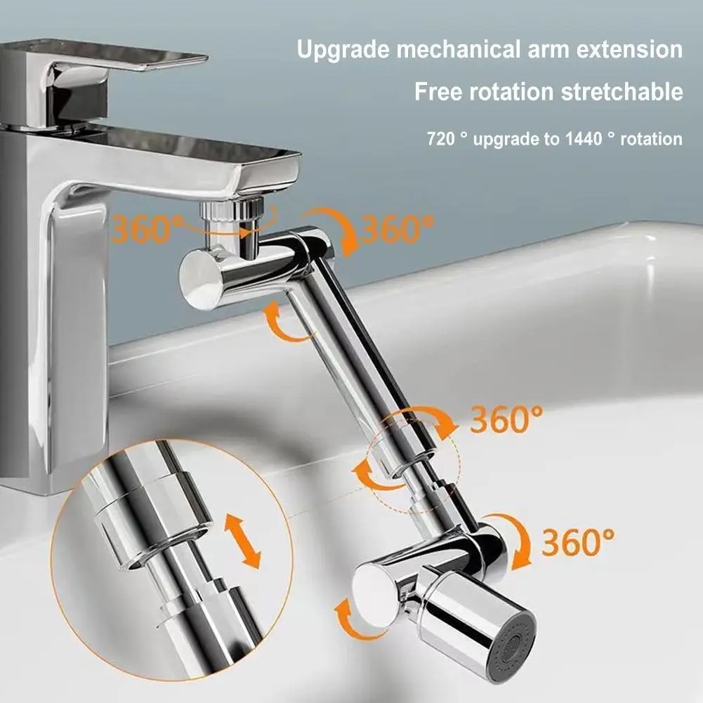 

1440 Degree Universal Retractable Faucet Splashproof Saving Basin Tap Spray Faucet Extender Alloy Swivel Wash Head Water Ad O5E2