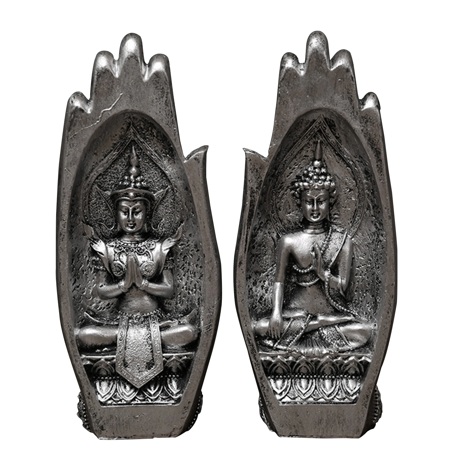 

1pair Sculpture Buddha Statue Resin Lao Thai Figurine Gifts Sitting Ornament Craft Desktop Home Decor Zen Spiritual
