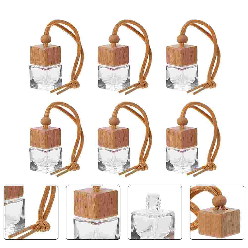 

6 Pcs Car Hanging Diffuser Air Freshener Essential Oils Pendant Perfume Bottle Fragrance Decor Rearview Mirror Accessories