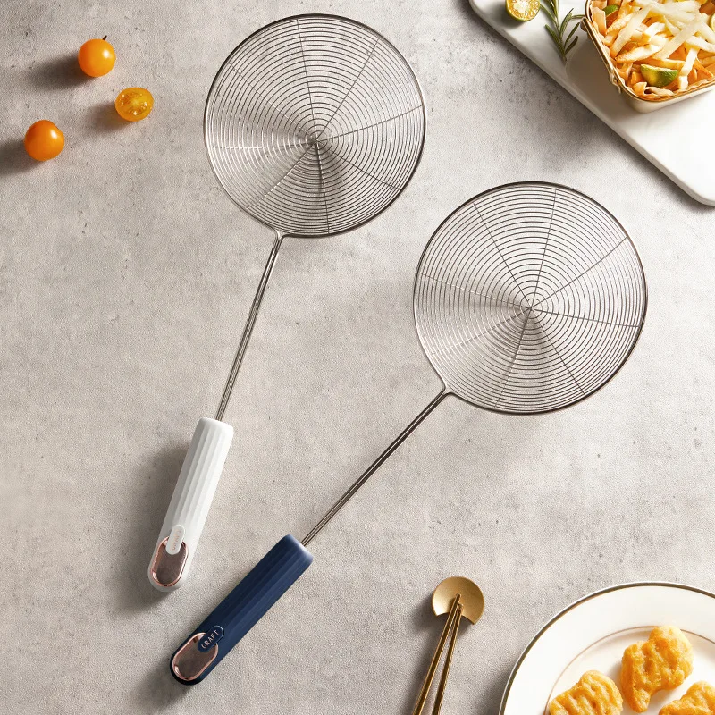 

Stainless Steel Colander Wire Drain Scoop Hot Pot Drain Scoop Drain Oil Spill Scoop Noodles Scoop Powder Spoon Kitchen Supplies