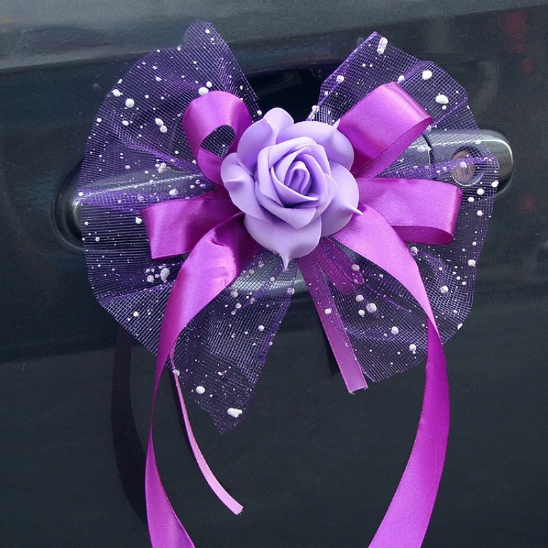 

6pcs PE Rose Artificial Flowers Silk Flowers Ribbon Married Celebrate Supplies Car Decora Wedding Flowers Bouquet Wedding Decora