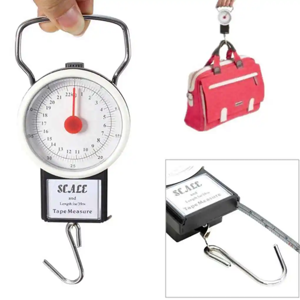 

22kg/lbs Pocket Scale Weighing Electronic Balance Digital Fish Hook Hanging Fish Measuring Tape Ruler Mini Luggage for Fishing