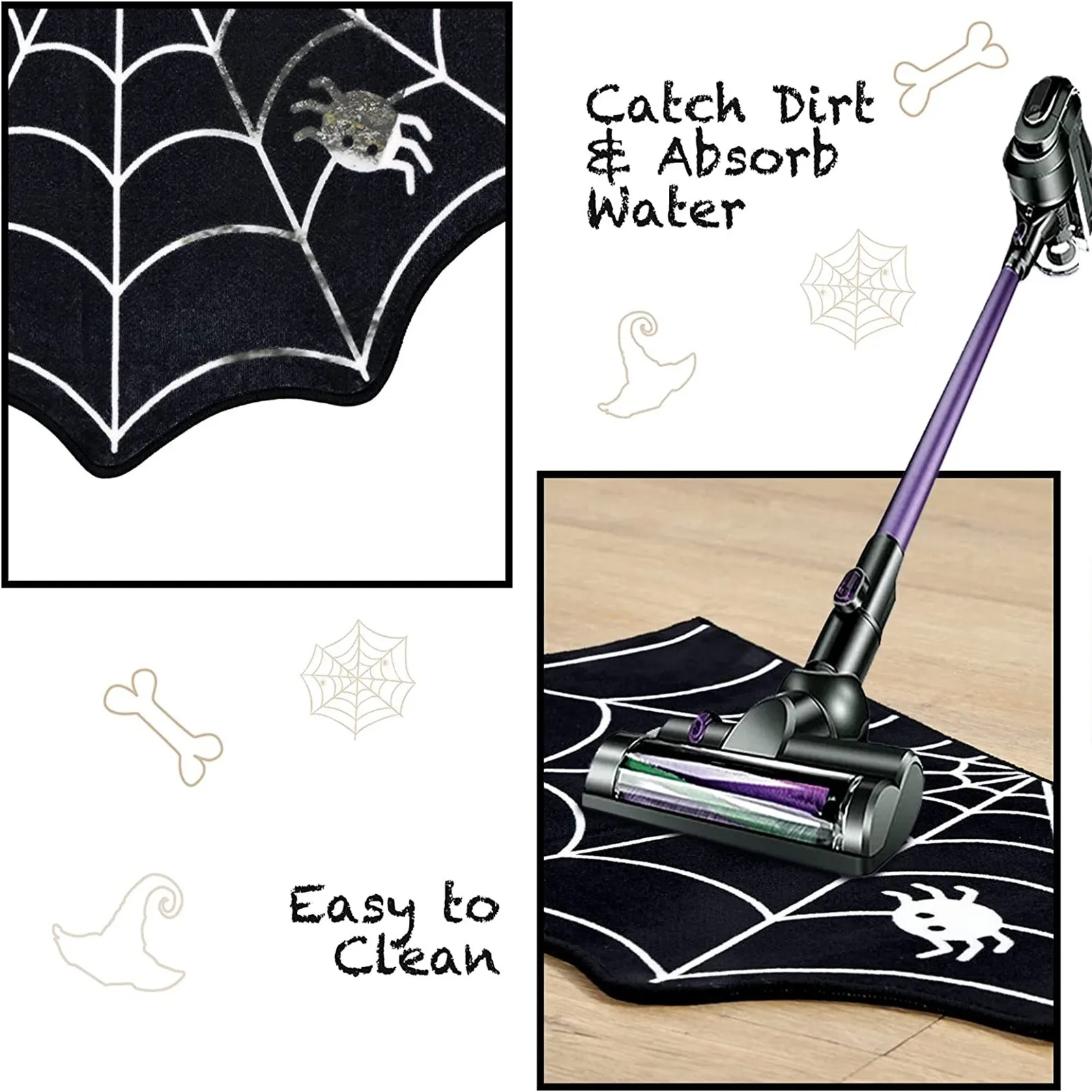 Черный Паук Паутина Хэллоуин коврик для ванной Хэллоуина Декор жуткий