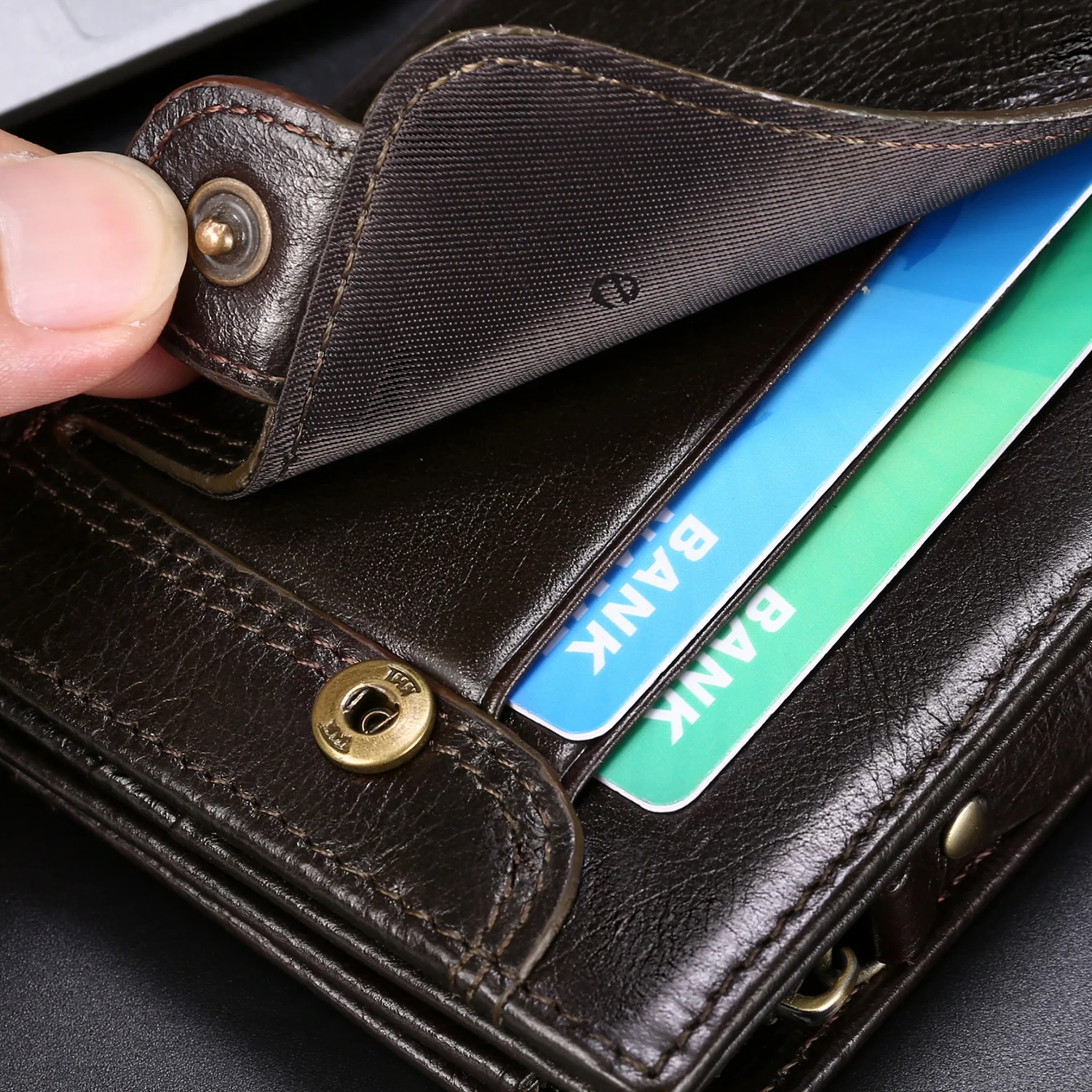 Wallet for Men Genuine Leather RFID Cards Holder Purse Fashion Slim Casual Wallets with Coin Pocket Male 2023