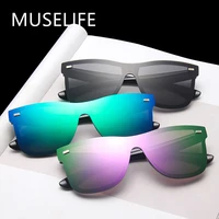 new fashion sunglasses one piece trend personality eyeglass brand design protection reflective frameless sunglassess uv400