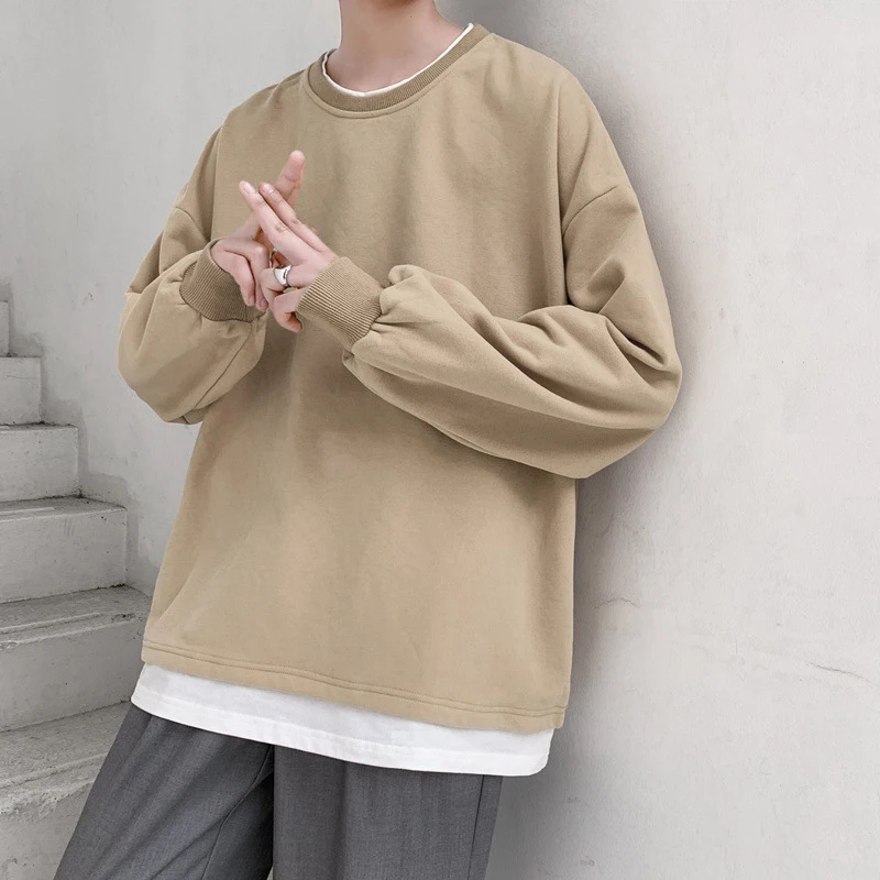 

2022 New Solid Color Cotton T-Shirt Autumn Harajuku Simple Style Long Sleeve Clothes Fashion Fake Two Piece Casual Bottoming Top