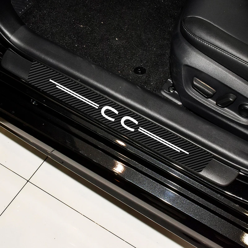 

Car Protector Door Sill Stickers Anti-Stracth Decals For Volkswagen VW CC Style Accessories Interior Styling With 4 PCs/set