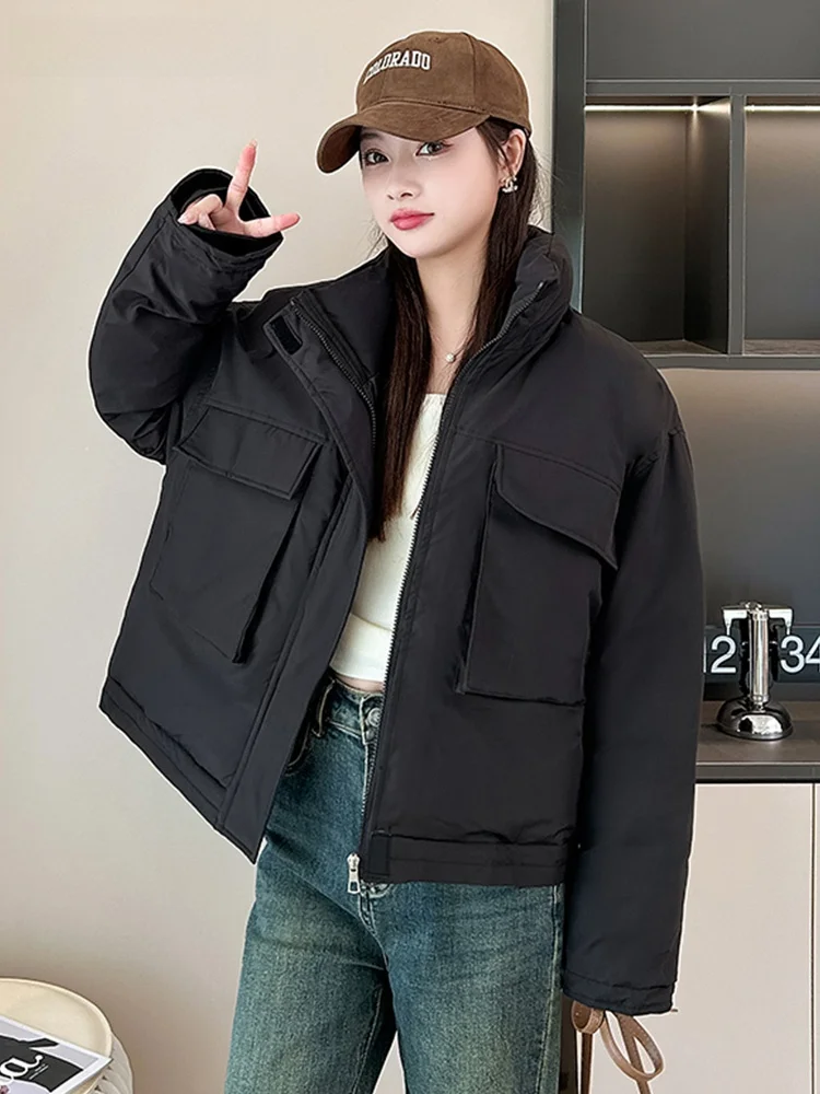 La Chapelle зимнее новое корейское пальто с простым большим карманом и хлопковой