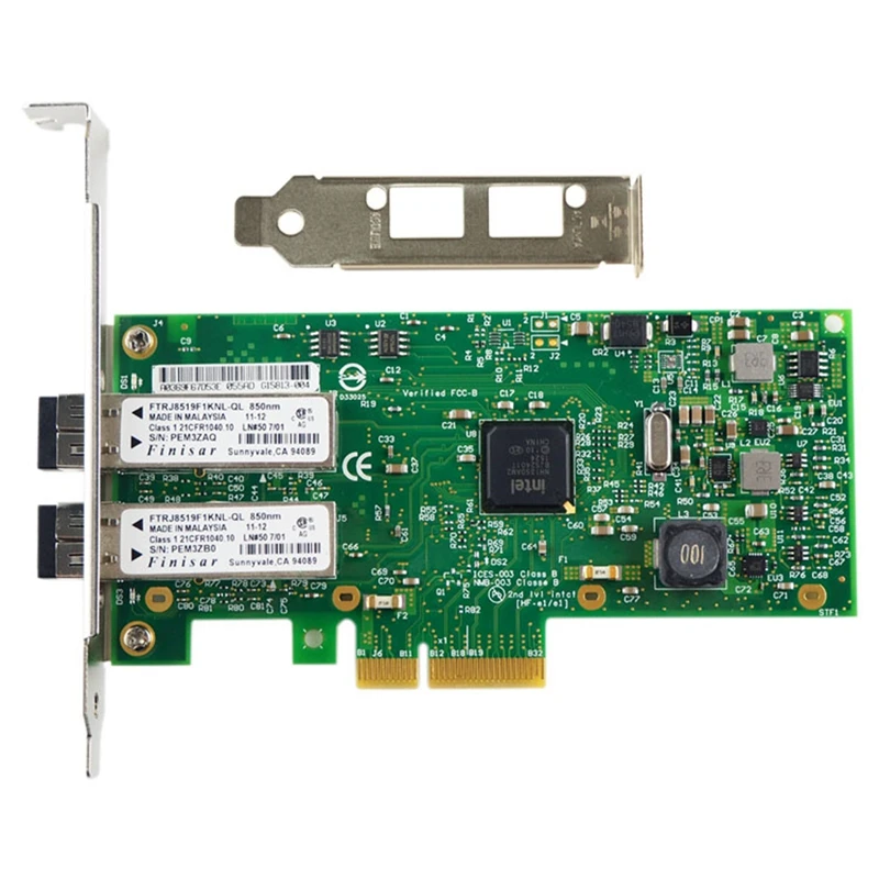 NIC Gigabit I350AM2 Chip Ethernet Server Converged Network Adapter I350-F2, PCI-E X4, Dual LC Fiber Interface