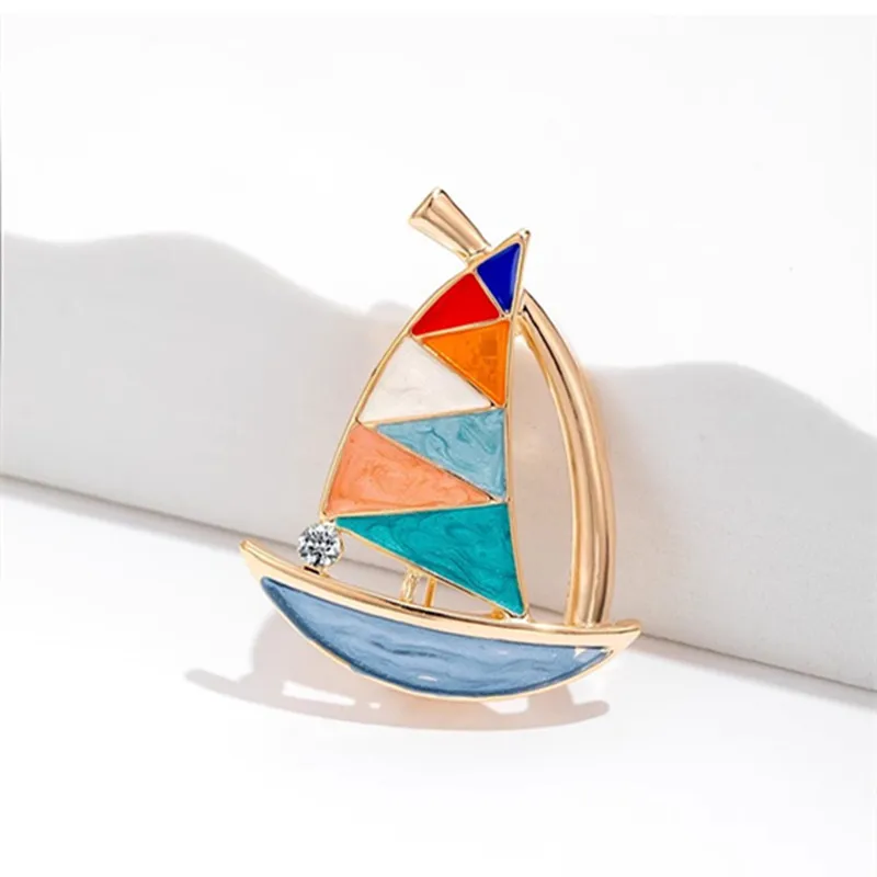 Smooth Sailing Boat Brooch Enamel Fashion Pin Drop Oil Corsage 2024 New Creative Accessories