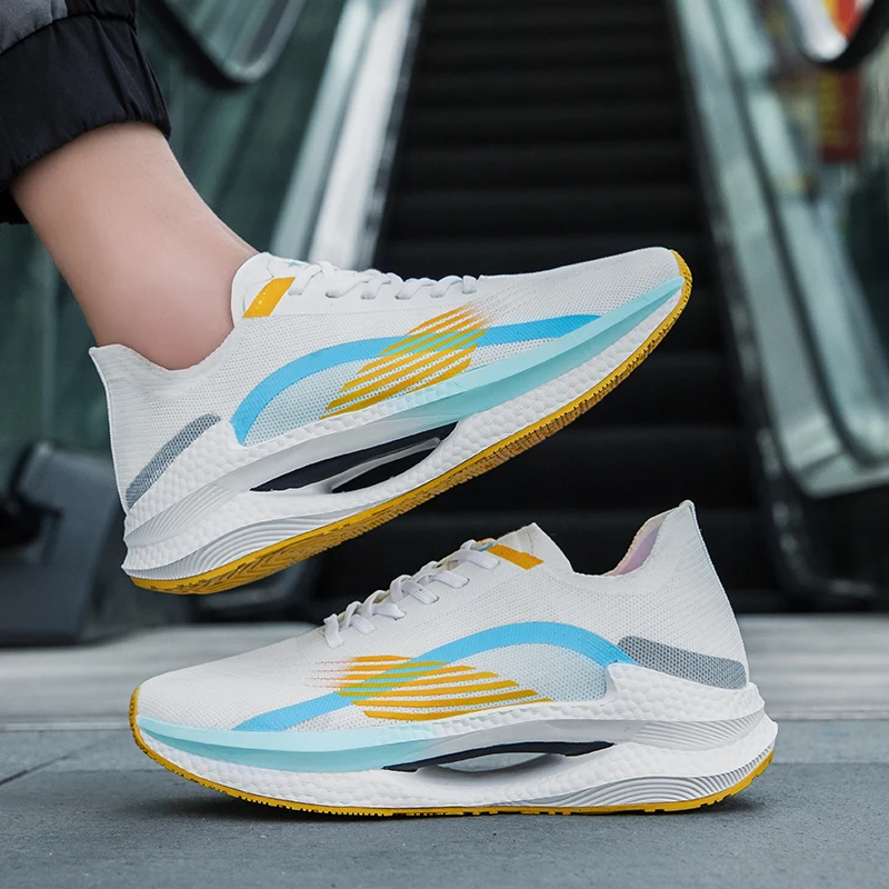 Unisex Fashion Men's Sneakers Lace Up Round Toe Cushioning Running Shoes for Woman Trainer Race Breathable Couple Tenis Shose