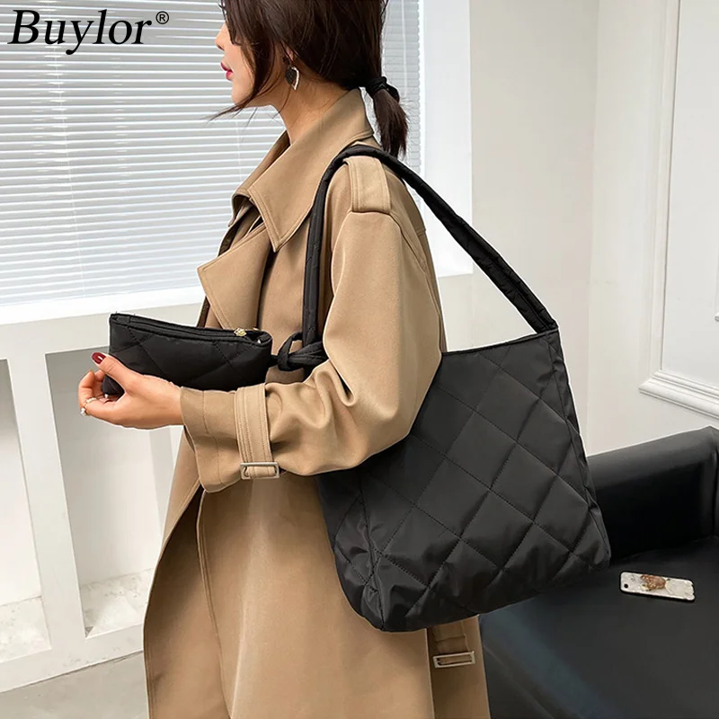 

2023 Space Padded Women's Bag Large Capacity Shoulder Bag Nylon Cotton Totes Bag Female Designer Handbag with Small Bags