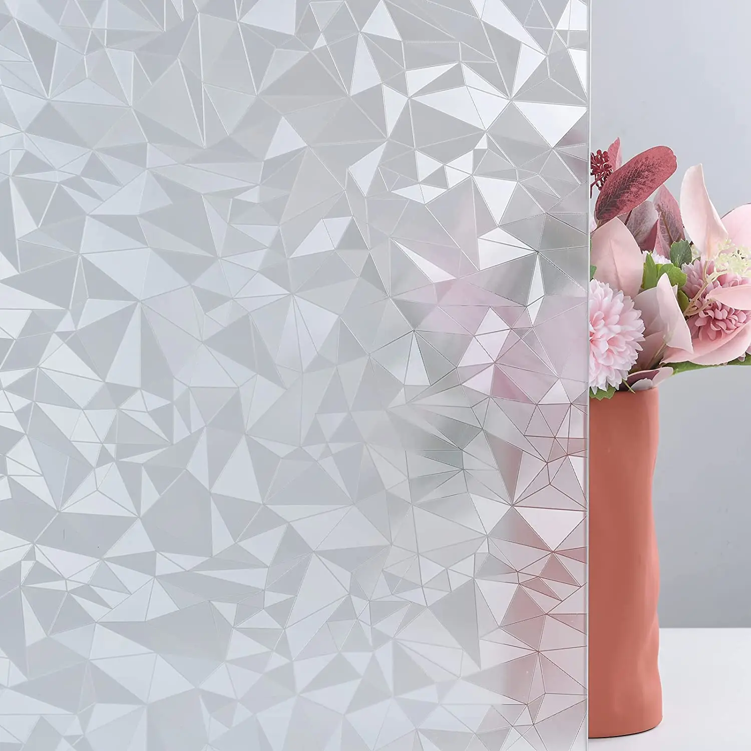 

Diamond Geometry Window Film - Privacy Glass Film Removable Window Films Decorative Glass Stickers for Bathroom Bedroom Anti-UV