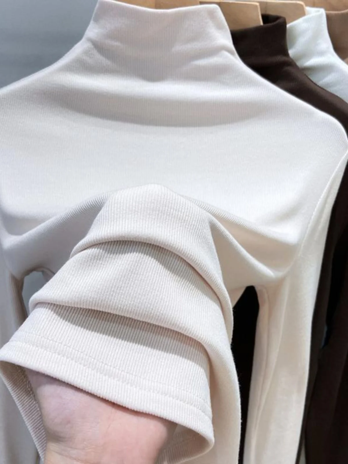 Half-high Collar Maillard Inner wear Bottoming Shirt Women Autumn and Winter Plus size Chubby Girl Slim fit Sweater Knit Long...