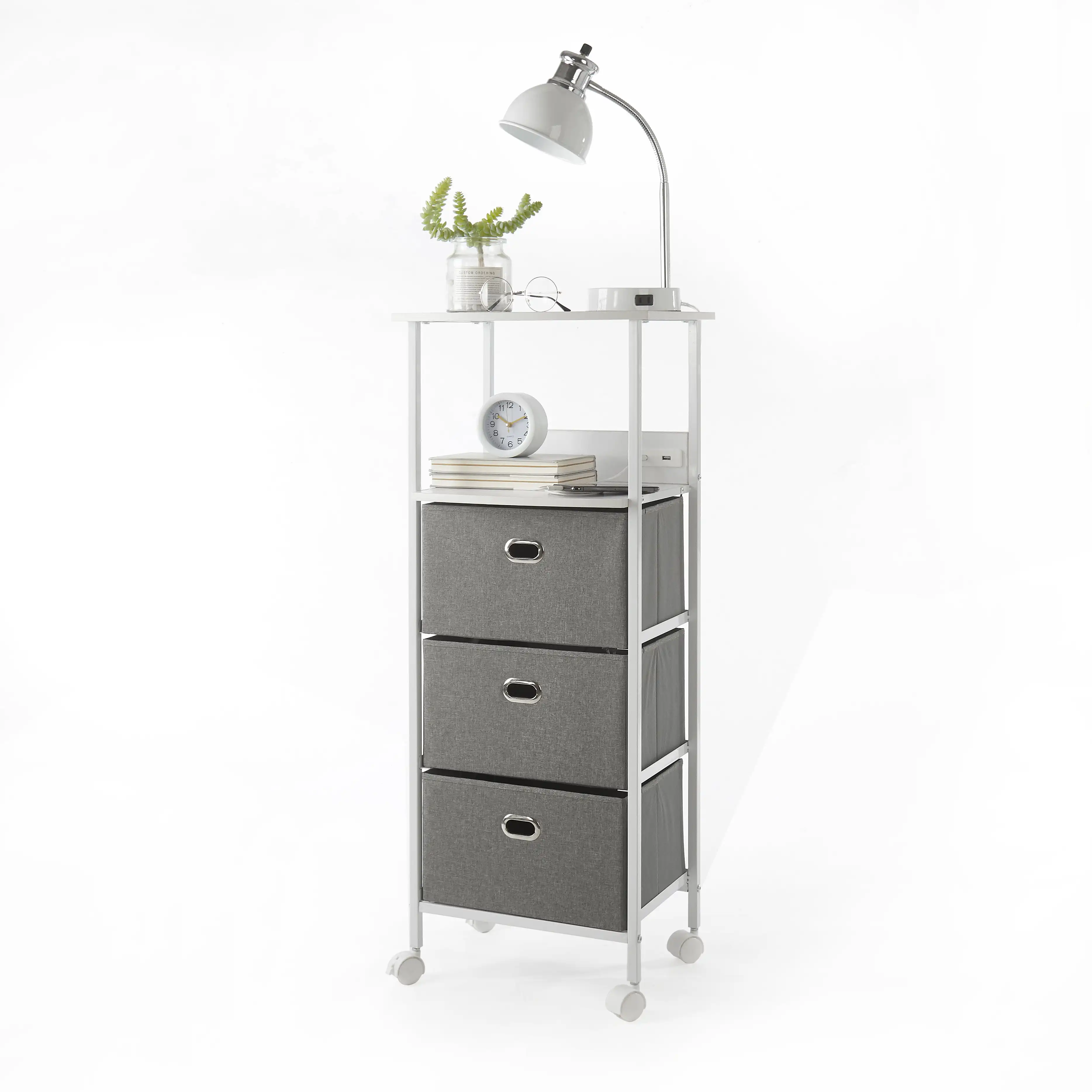 

Urban Shop Storage Cart with Charging Capabilities, Grey