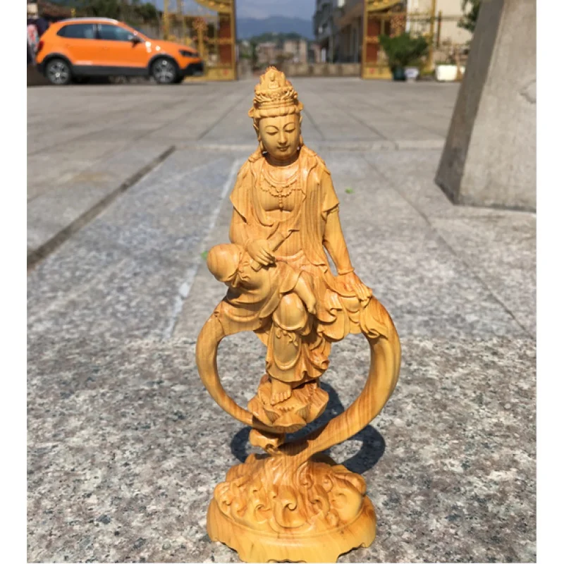 

Arborvitae Buxus Microphylla Wood Carving Free Holding Sutra Guanyin Home Decorations and Accessories Crafts Solid Wood Crafts