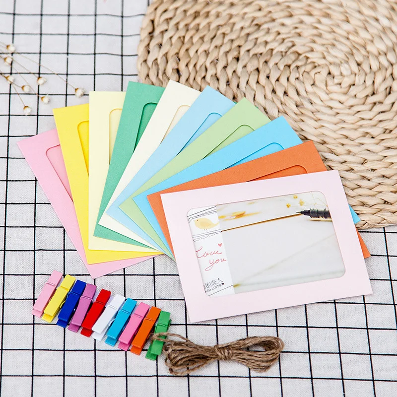 

10pcs/set Colorful Paper Photo Frame 7inch Multi Colors Picture Frames Wall Deco for Dorm Office Decoration Home New Year 2022