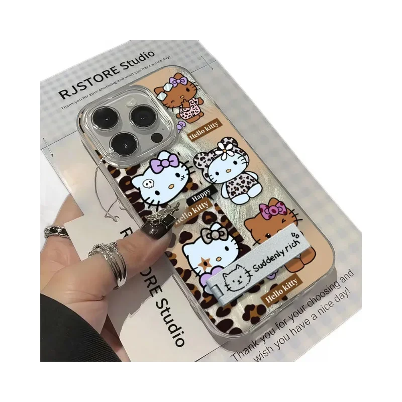 Leopard Slips KT Cat Network Red Large Hole Suitable For Apple 16Pro Max Phone Case 12 New Style iPhone 13 Anti-Fall 11