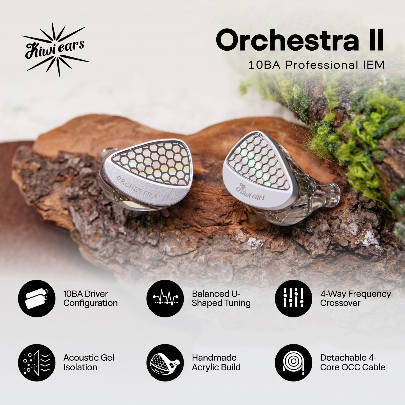 Фото Профессиональные внутриканальные мониторы Kiwi Ears Orchestra II 10BA с полной шумоизоляцией и превосходным тембровым балансом №4