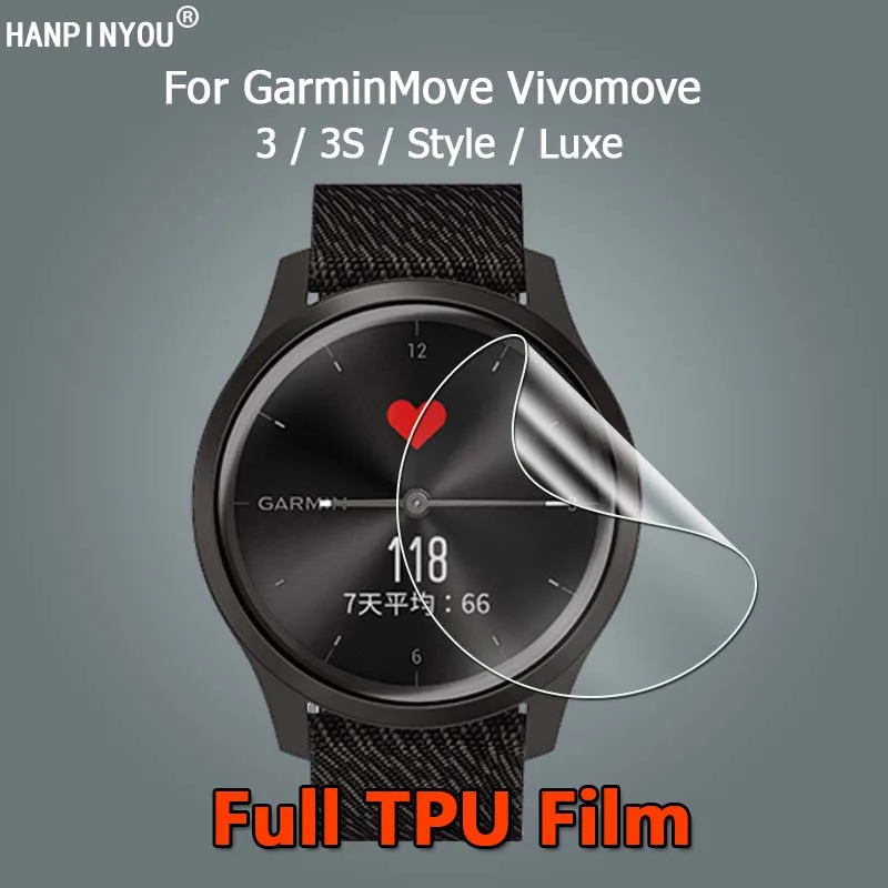 For Garmin GarminMove Vivomove 3 3S Sport Style Luxe Ultra Clear Full Cover Soft TPU Hydrogel Film Screen Protector -Not Glass