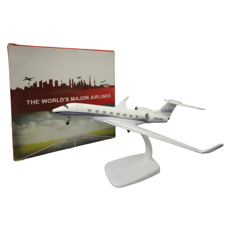 Фото Масштабная модель самолета Gulfstream G650ER (200 масштаба, 20 см) из ABS-пластика и сплава, с колесами, детская игрушка-украшение. №4