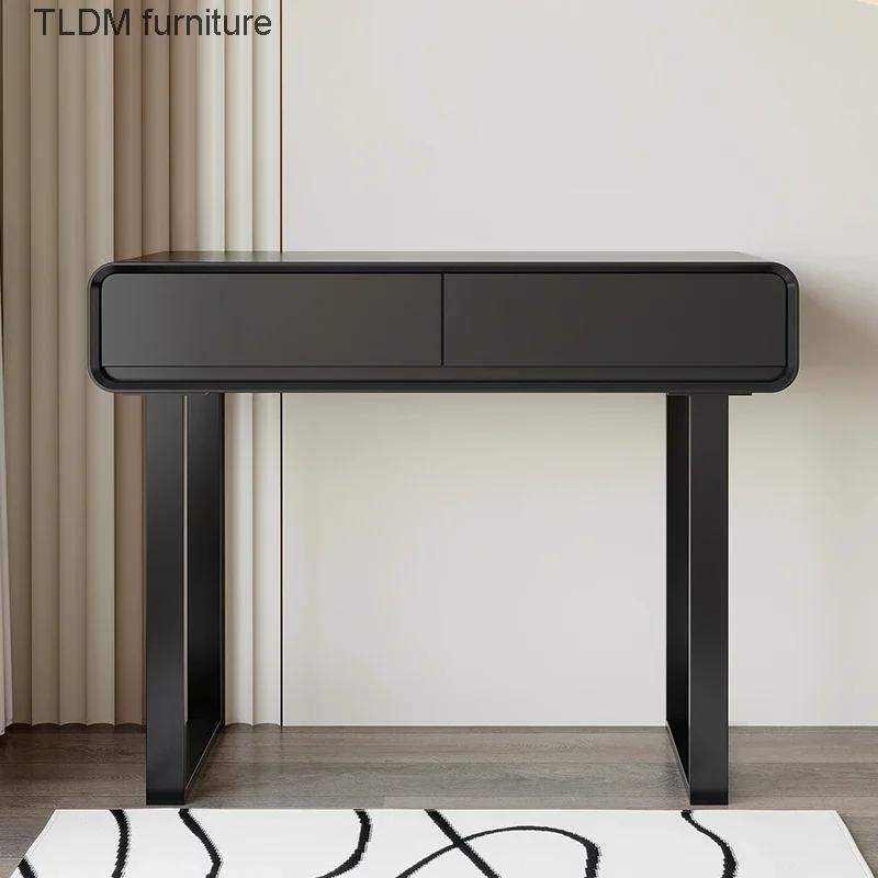 Черный туалетный столик для макияжа девочек комод подставка ящик зеркало