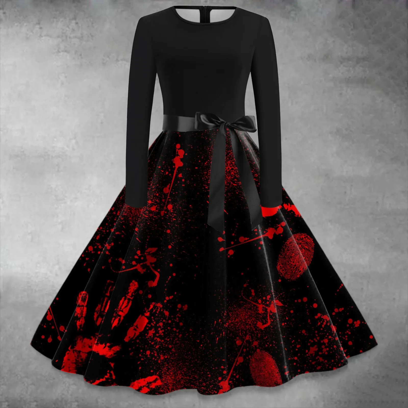Женские платья на Хэллоуин винтажное ТРАПЕЦИЕВИДНОЕ ПЛАТЬЕ со средней талией и