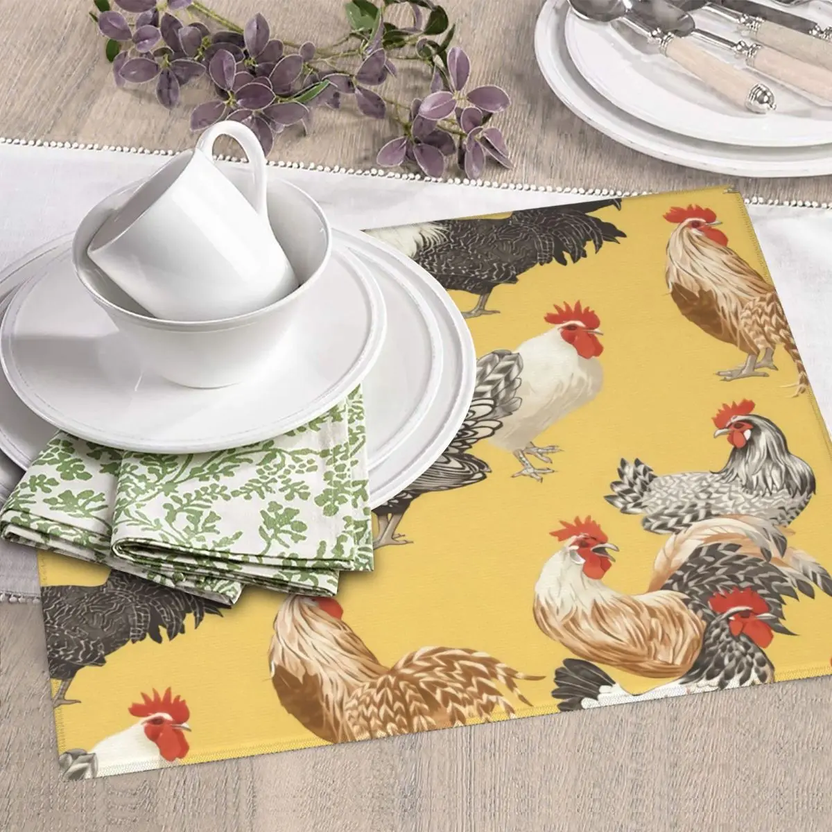 

Absorbent Drying Mat for Kitchen Counter, Farmhouse Rooster Microfiber Drying Pad , Cute Cock Dish Draining Mat Easy Clean