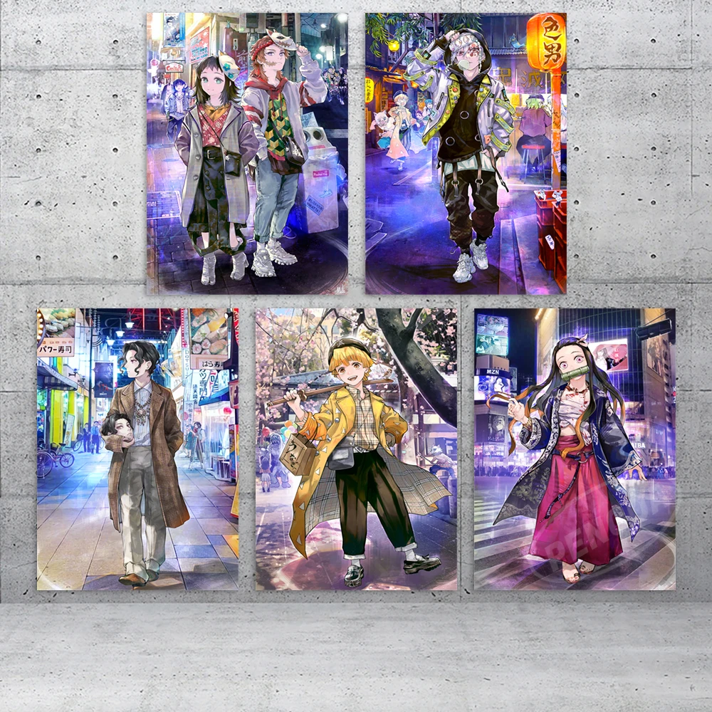 

Canvas Demon Slayer Paintings Anime Wall Artwork Agatsuma Zenitsu Home Decor Poster Kamado Nezuko HD Prints Pictures Living Room