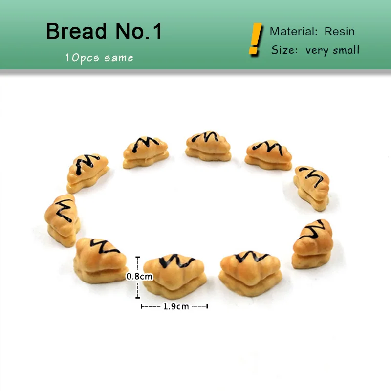 

Миниатюрные фигурки хлеба из смолы, 10 шт.