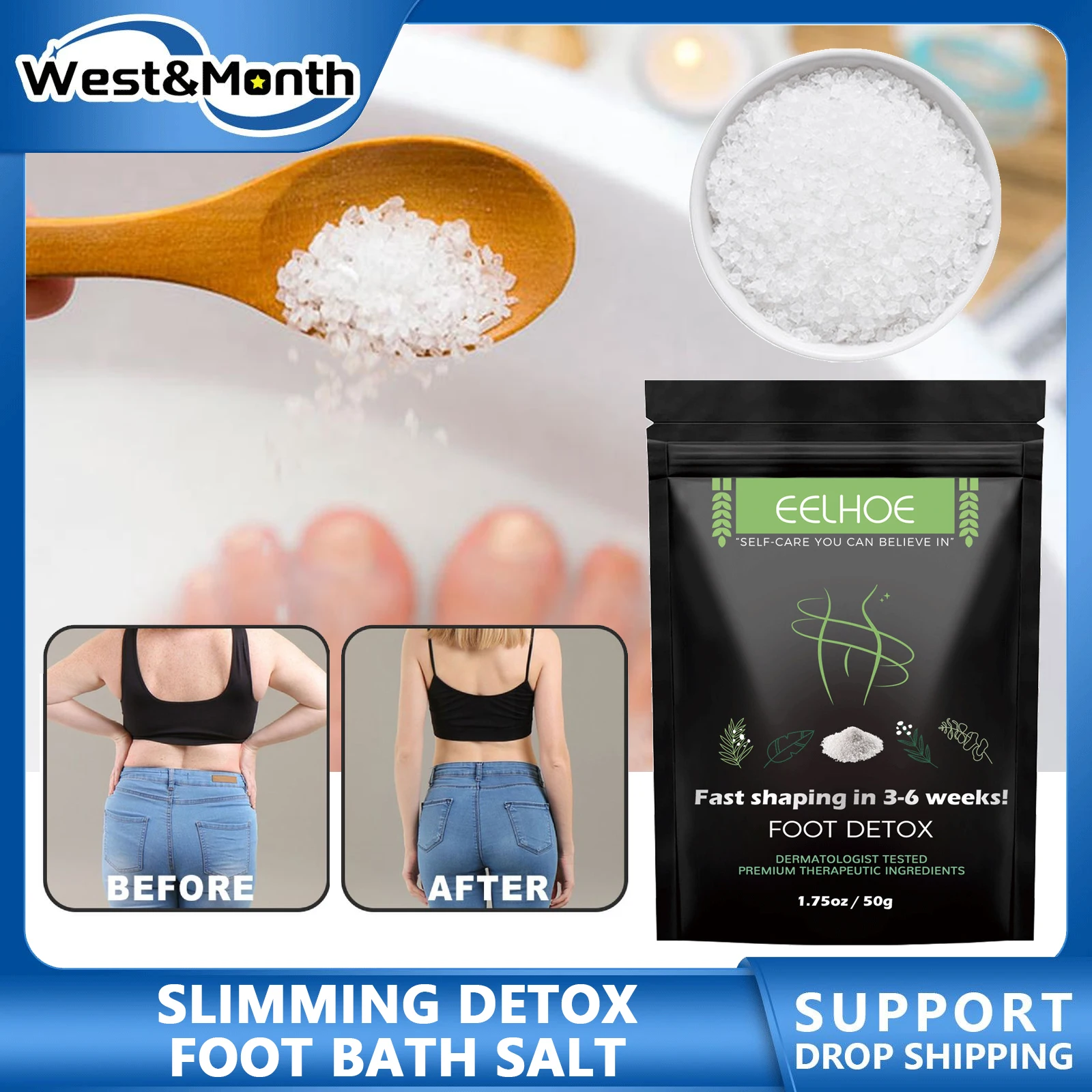 

Slimming Detox Essential Oil Foot Bath Salt Fast Body Sculpting Shaping Firming Skin Fat Burning Loss Weight Relax Spa Feet Care