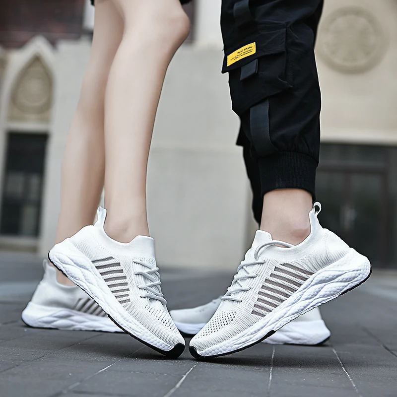 Breathable Men Women Sneakers 2022 New Summer Mesh Men Shoes Lightweight Sport Running Shoes Men Black White Sneakers Size 36-45