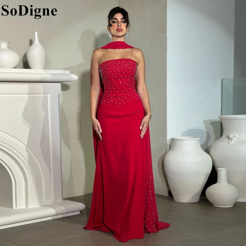 Блестящее красное вечернее платье soworthy с длинной накидкой без бретелек