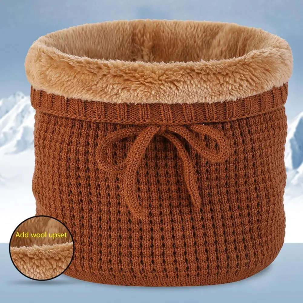 

Neck Warmer Wind-proof Double Layer Acrylic Fiber Draw String Winter Neck Scarf for Children