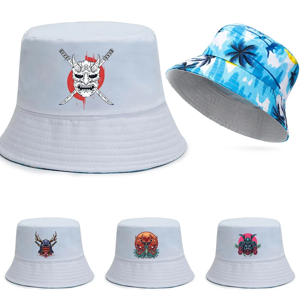 

Fashion Cotton Fisherman Hat Monster Print Series Bucket Hats Reversible Hawaii Caps Men Casual Panama Cap Women Beach Sun Hats