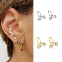 crmya gold silver plated clip earrings for women fake piercingirregular ear clips cz zircon ear cuff jewelry 202 wholesale