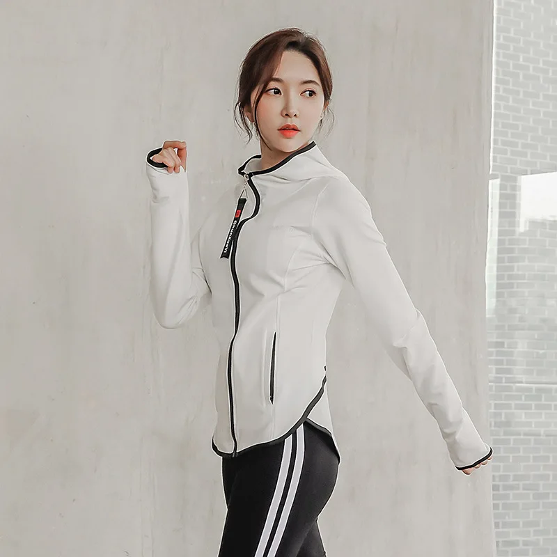 Спортивные тренировочные куртки для йоги Женская Облегающая рубашка с длинными