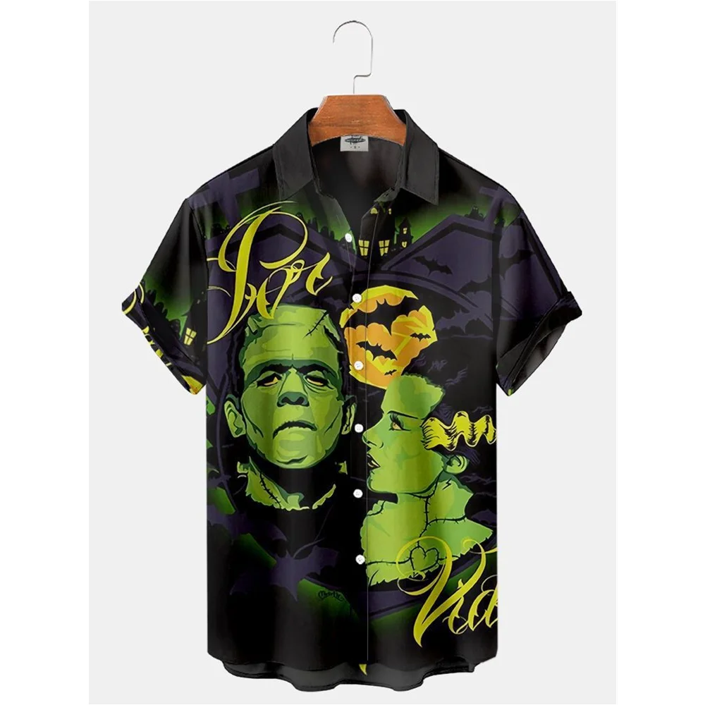 Casual fashion Hawaiian fashion shirt Street fashion party men's shirt used movie horror figure 3d shirt