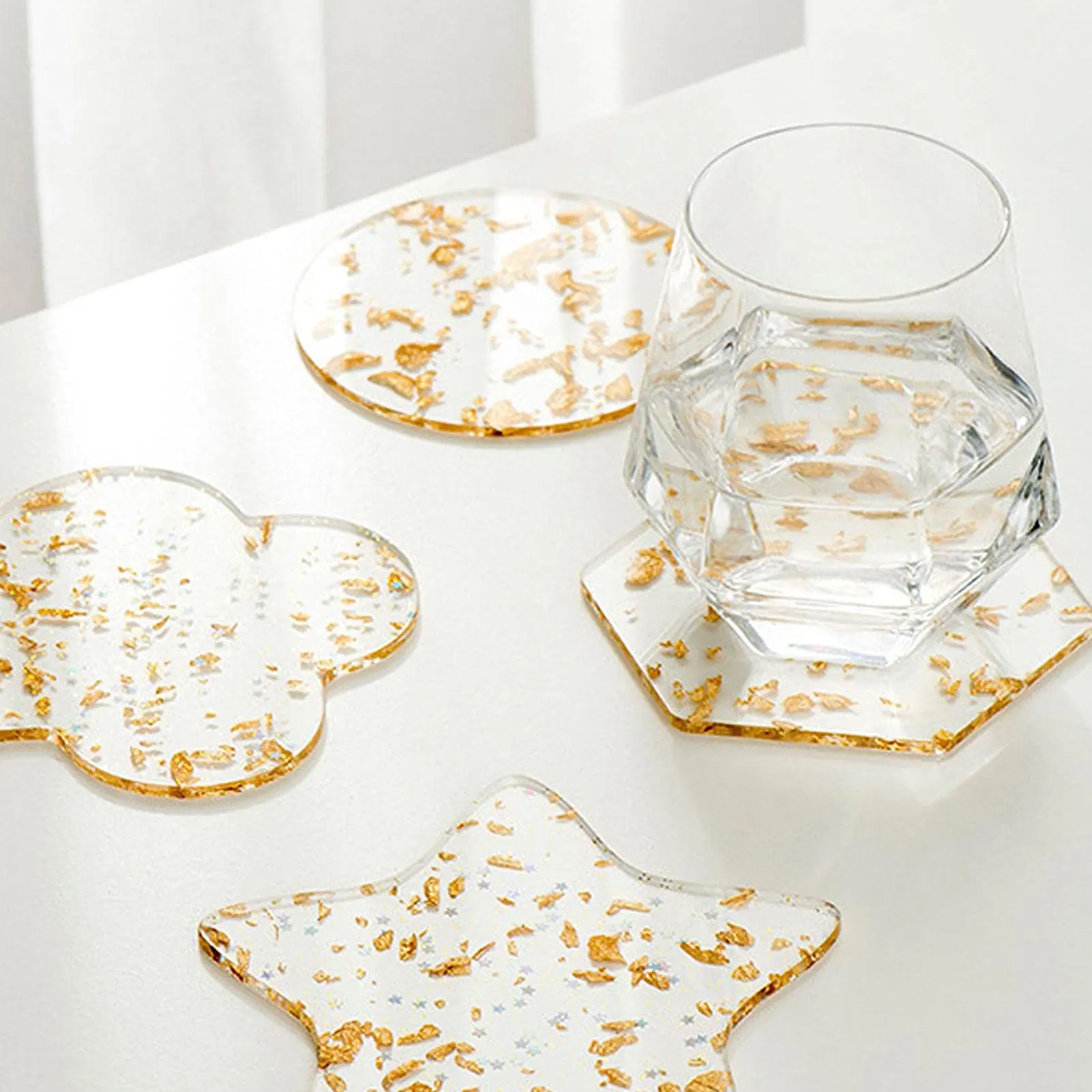 Подставка из акриловой золотой фольги теплоизоляционный коврик для стола