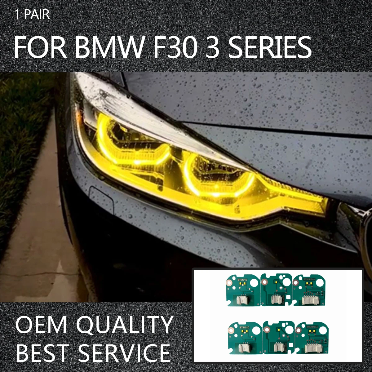 

Новые Желтые лимонные фотообои для BMW F30 330i 340i 3 серии, лампы головного света, модуль DRL