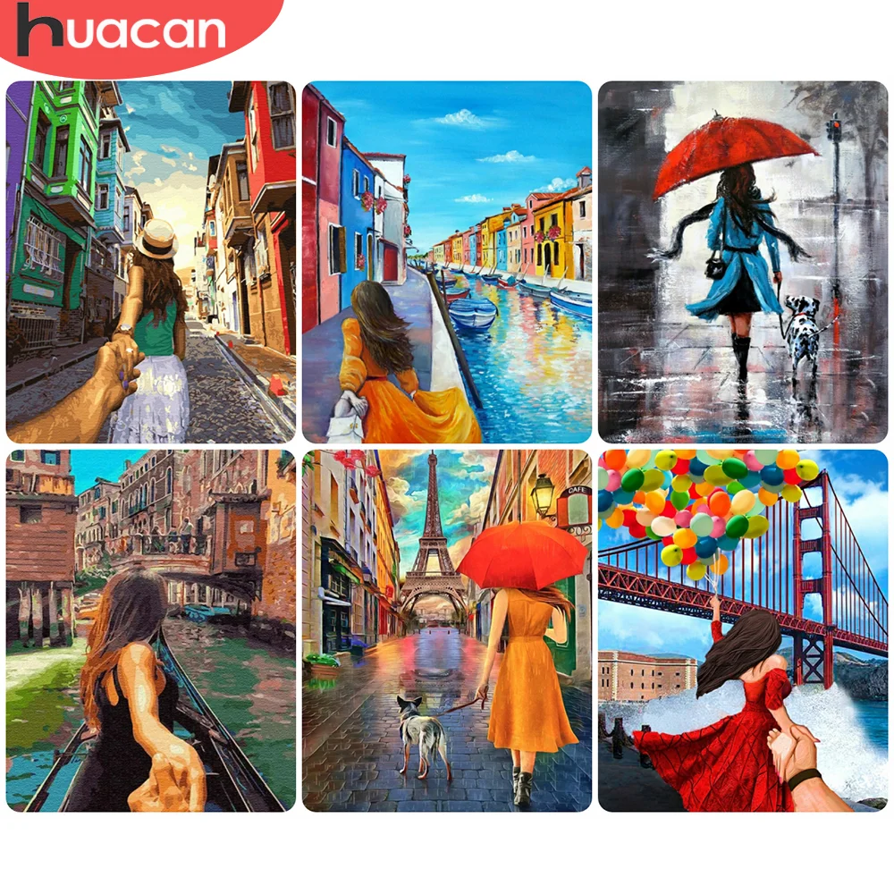 

HUACAN Oil Painting By Numbers Women Figure Unique Gift Home Decor Hand Painted Coloring By Numbers Girl For Living Room