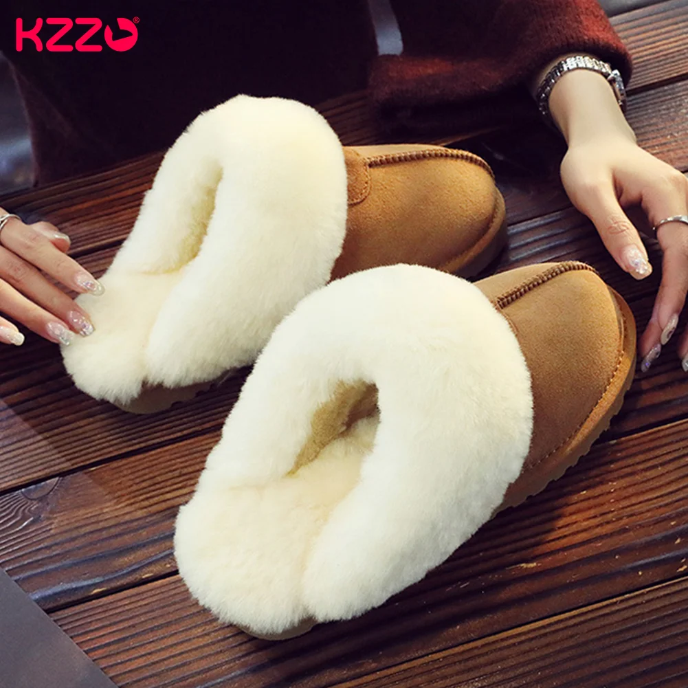Модные мужские зимние меховые тапочки KZZO из натуральной овечьей кожи мягкие